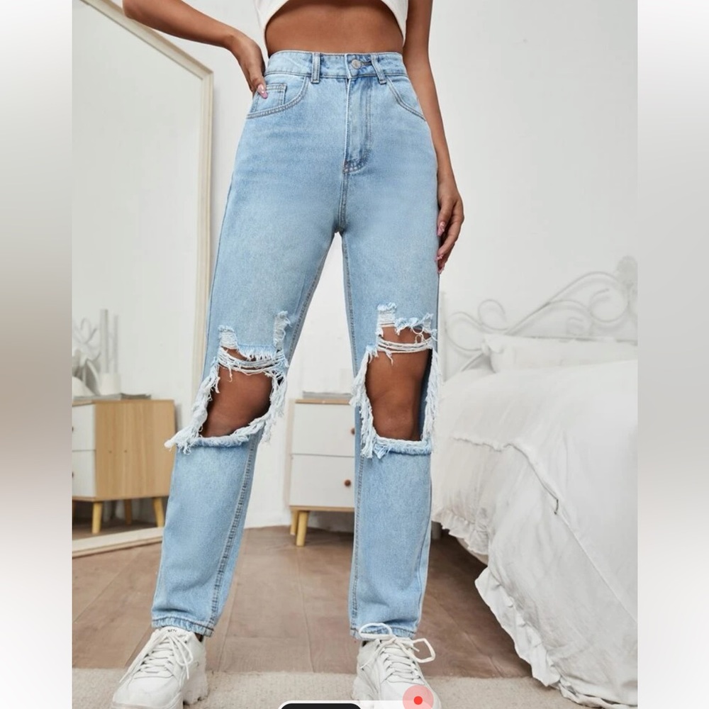 Shein straight legged blue jeans
